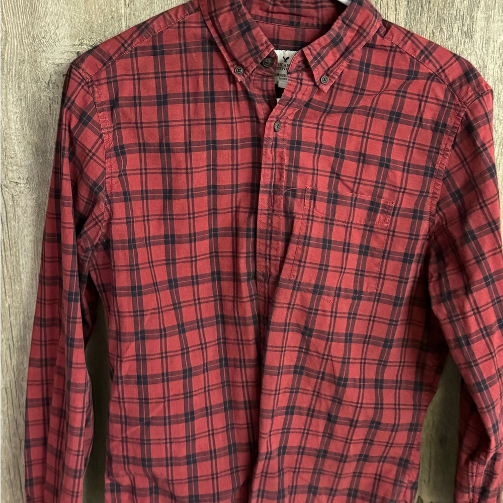 American Eagle Outfitters Red and Black Plaid Shirt